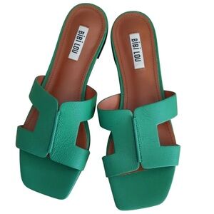 Bibi Lou Cutout Slide Sandals 39 Green Like New